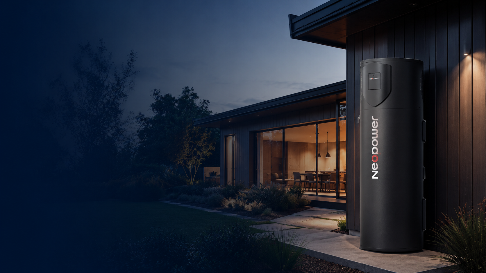 Modern Kiwi dusk home with NeoPower hot water heat pump