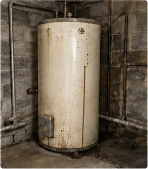 Old hot water system being replaced